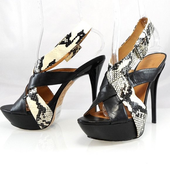 NIB$695 L.A.M.B. Echo Snakeskin Platform Sandals Stiletto Heels Slingback 8.5 - Picture 5 of 14